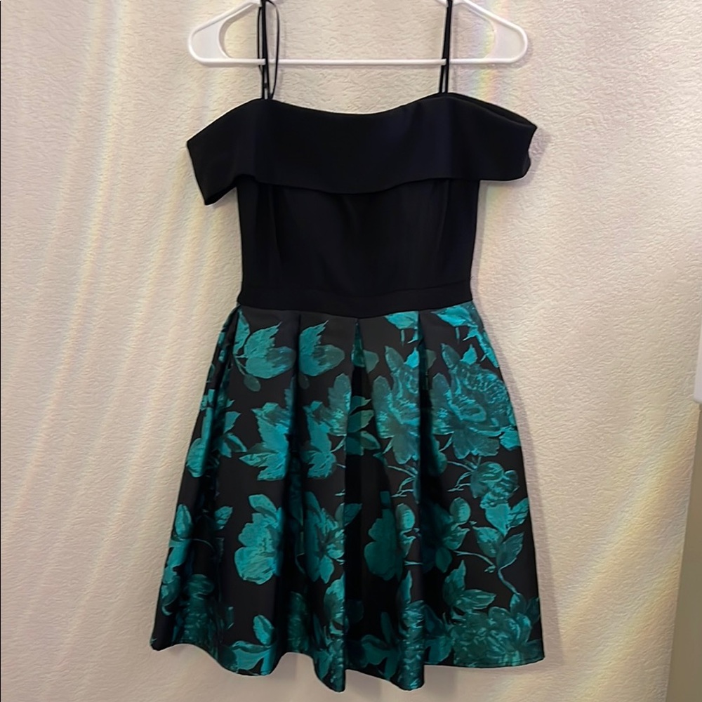 Black and Teal Floral Dress